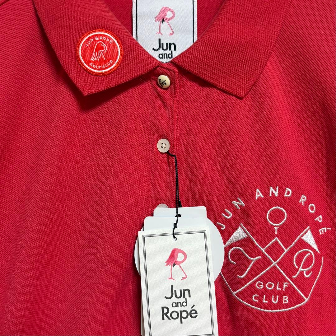 【新品】JUN&ROPE ポロシャツ 長袖 ゴルフ ウェア UVカットM 赤