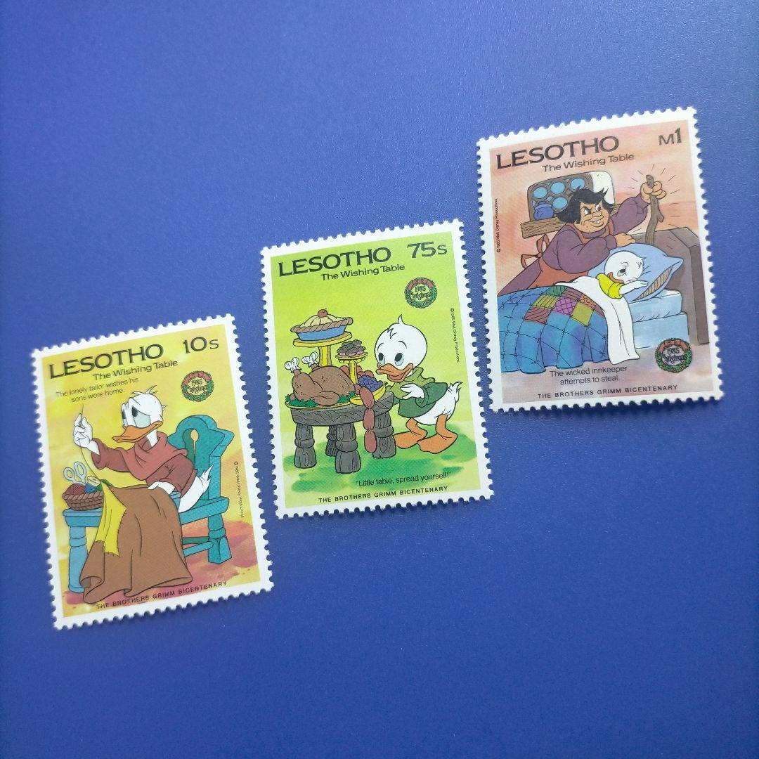 4468 外国切手 レソト ディズニーキャラクター 1985年 3枚+小型シート