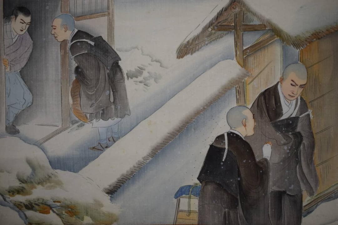 真作/観風/親鸞聖人図/岡崎/雪景/雪/人物図/大幅/布袋屋掛軸HK-58