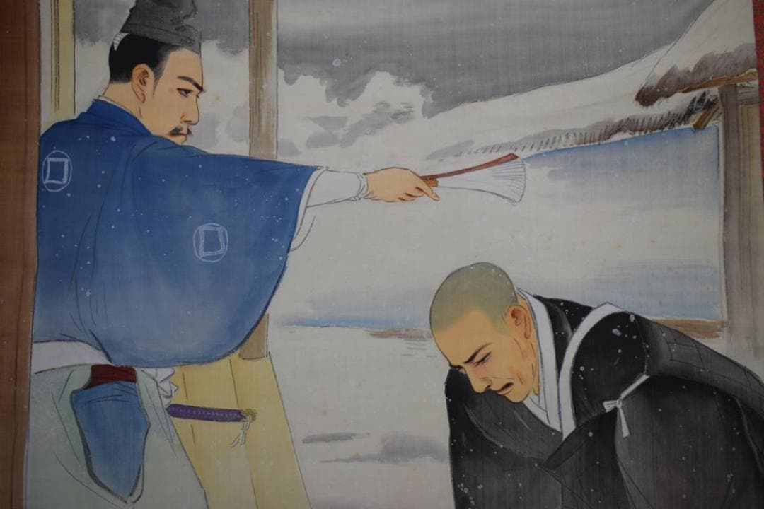 真作/観風/親鸞聖人図/岡崎/雪景/雪/人物図/大幅/布袋屋掛軸HK-58