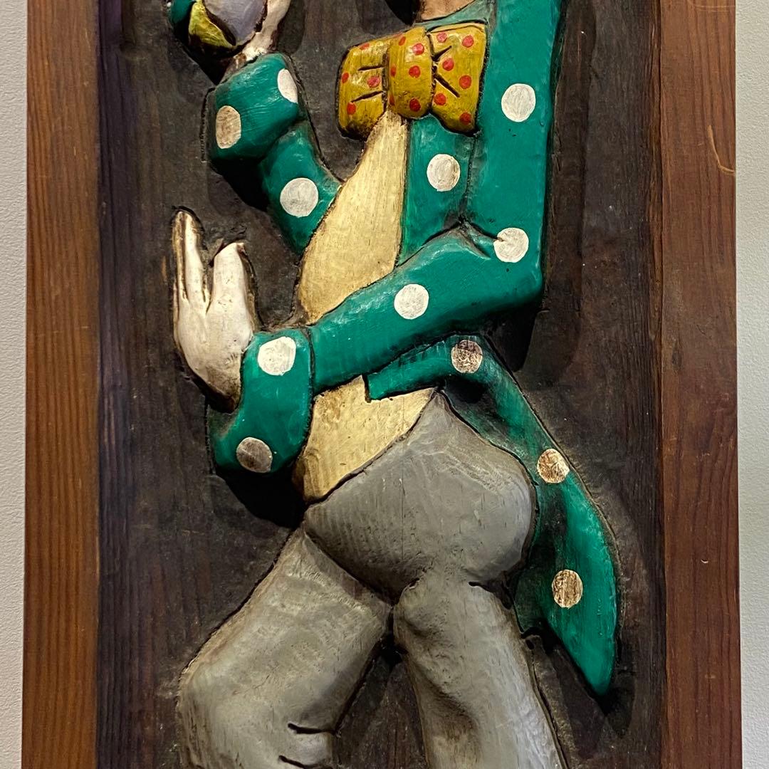 木彫りピエロ 壁掛け 道化師 スペイン