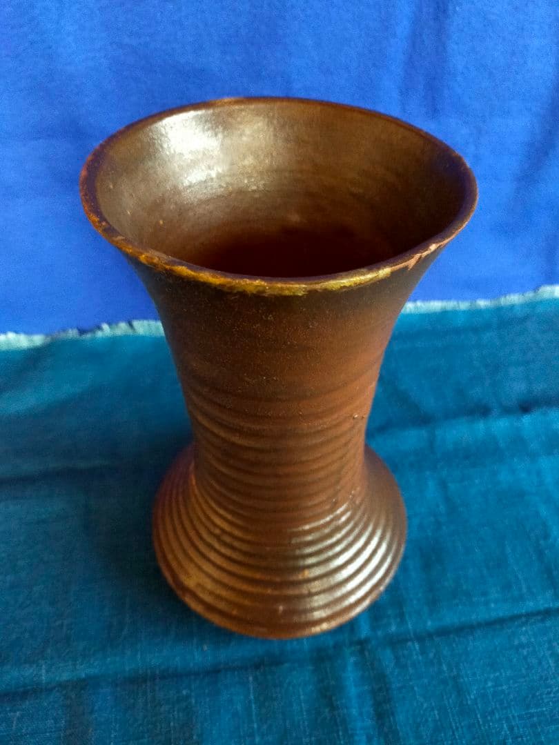 【珍品】古備前　飛胡麻轆轤(ろくろ)目花生( 桂 又三郎鑑定)