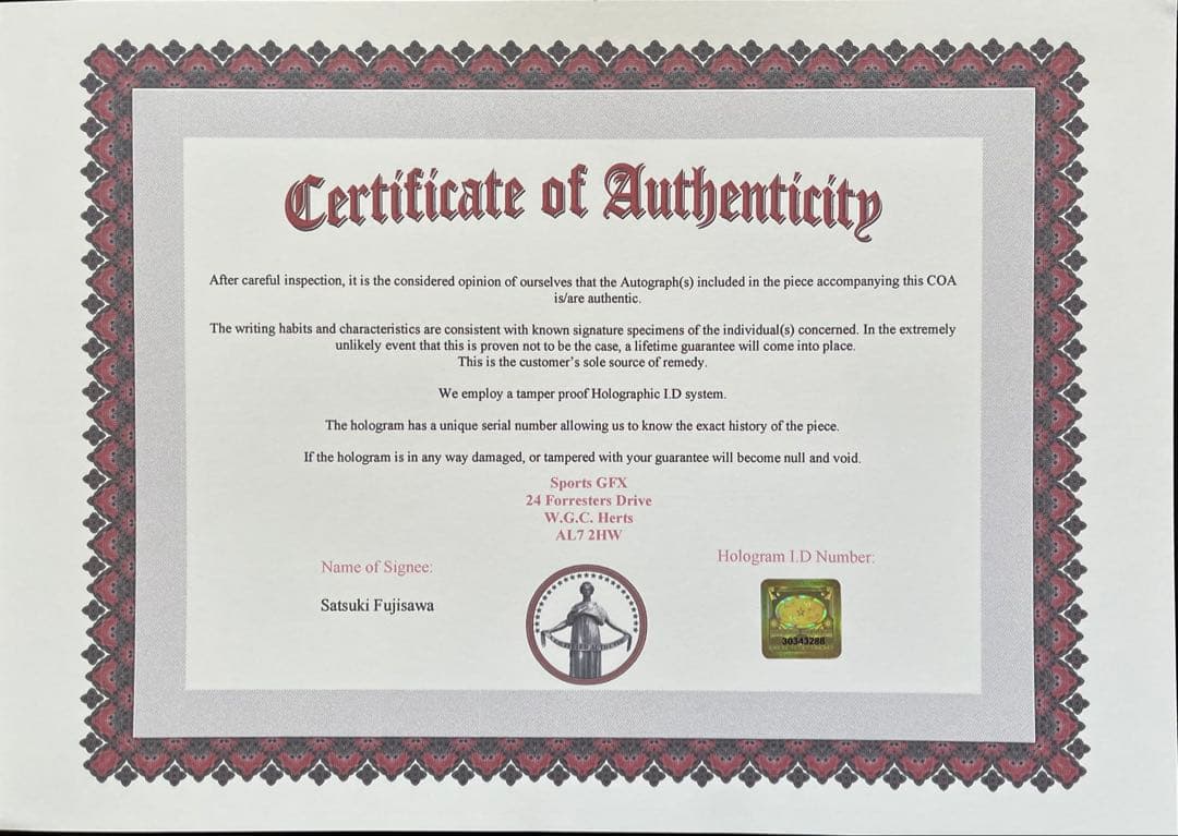 藤澤五月 直筆サイン付き写真 ロコ•ソラーレ 証明書付き　1枚　②