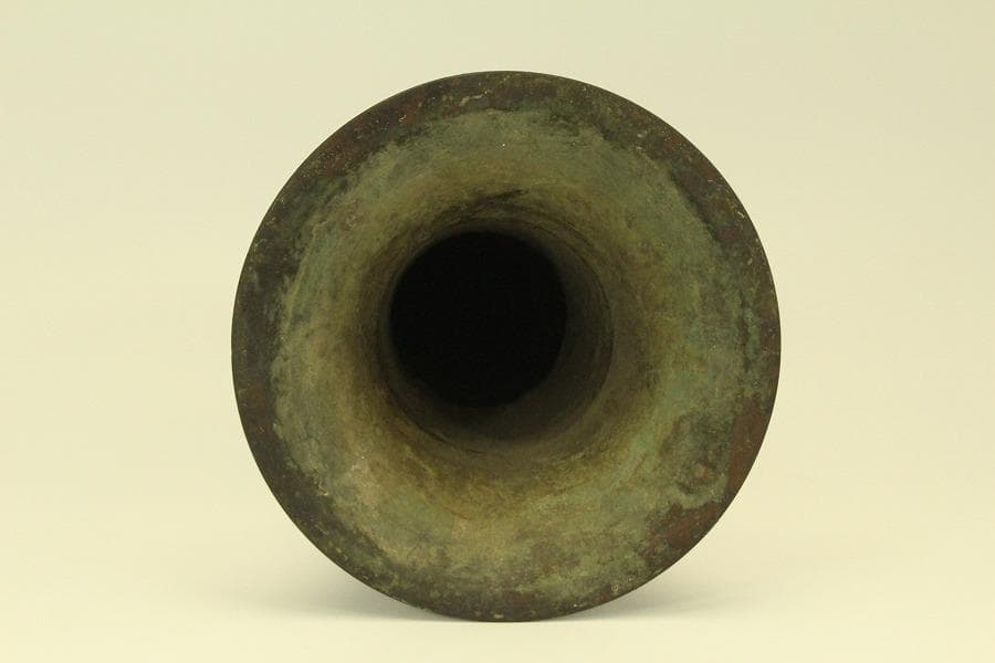 古銅 尊式 花器 高37.3cm 時代物 古美術 京都古寺蔵品(BB508)