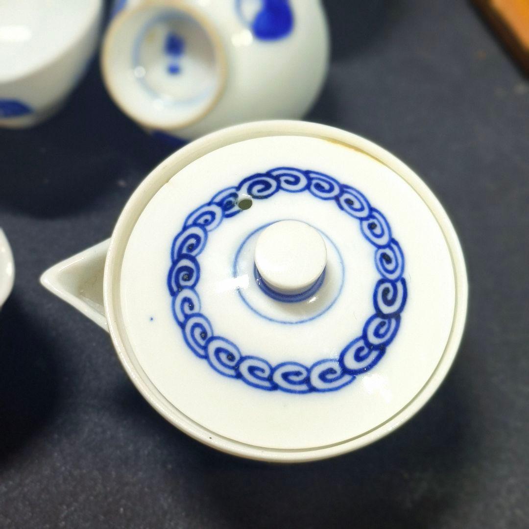 煎茶道具 染付宝瓶茶器 手描き唐子文 祥山造 骨董 時代物 薄手蒐集家放出美品