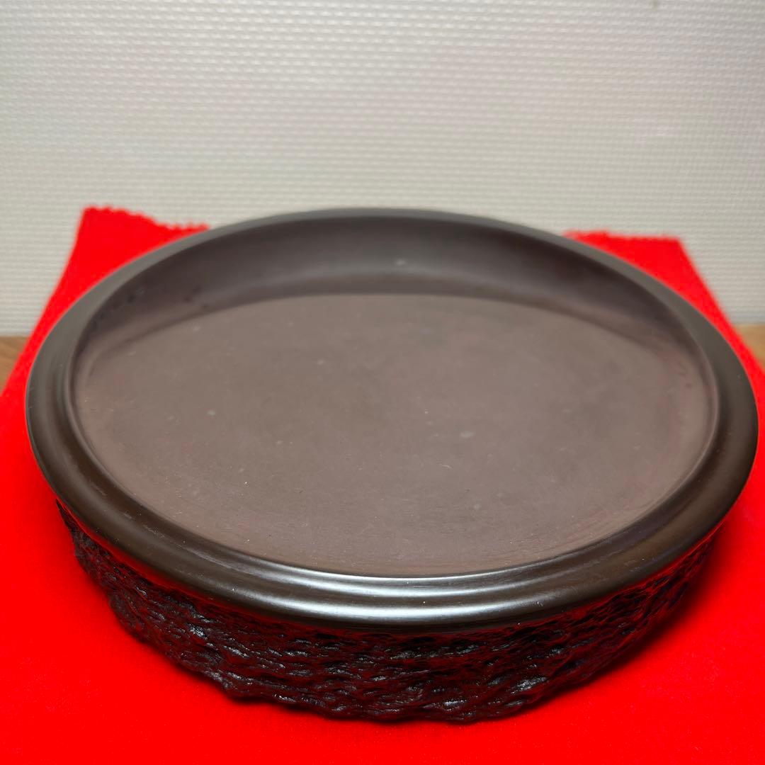 ⭕️赤間硯大型日月硯　2.3kg超　美品　共桐箱付　昭竜山　下井百合昭