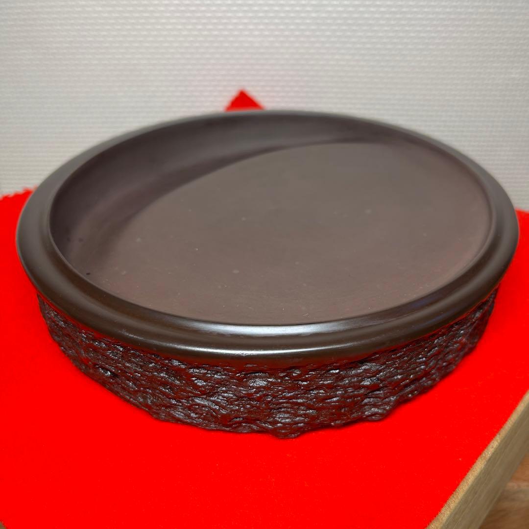 ⭕️赤間硯大型日月硯　2.3kg超　美品　共桐箱付　昭竜山　下井百合昭