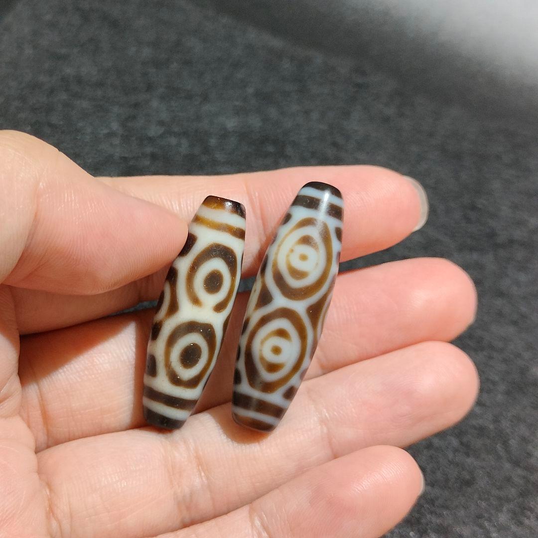 A17 珍しいマットな質感　龍眼天珠（オスとメス）2点セット　天然石　天珠　風水