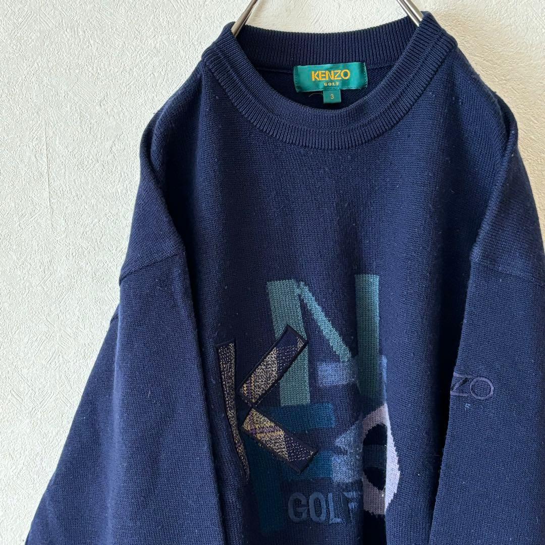 KENZO ゴルフ ケンゾー 刺繍 セーター ネイビー