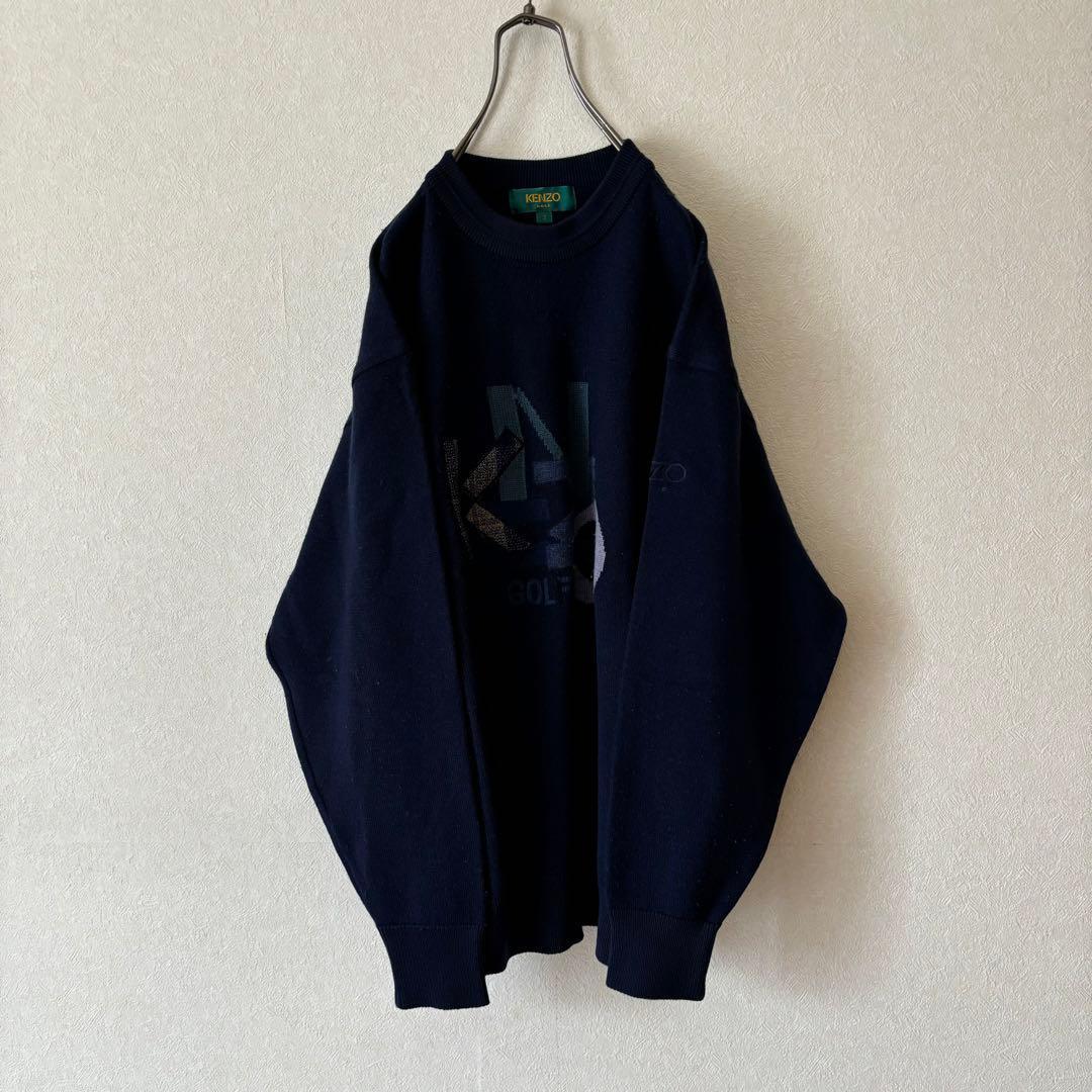 KENZO ゴルフ ケンゾー 刺繍 セーター ネイビー