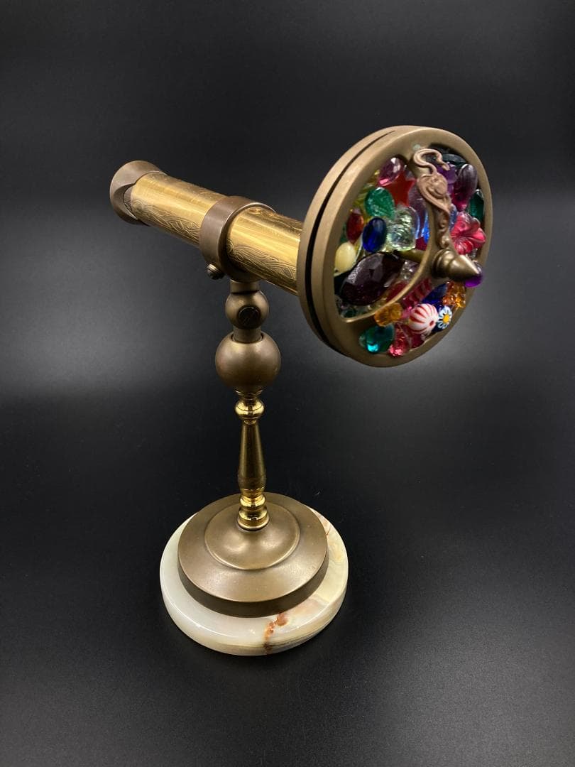 特価　万華鏡　カレイドスコープ　真鍮　大理石　オニキス　27cm