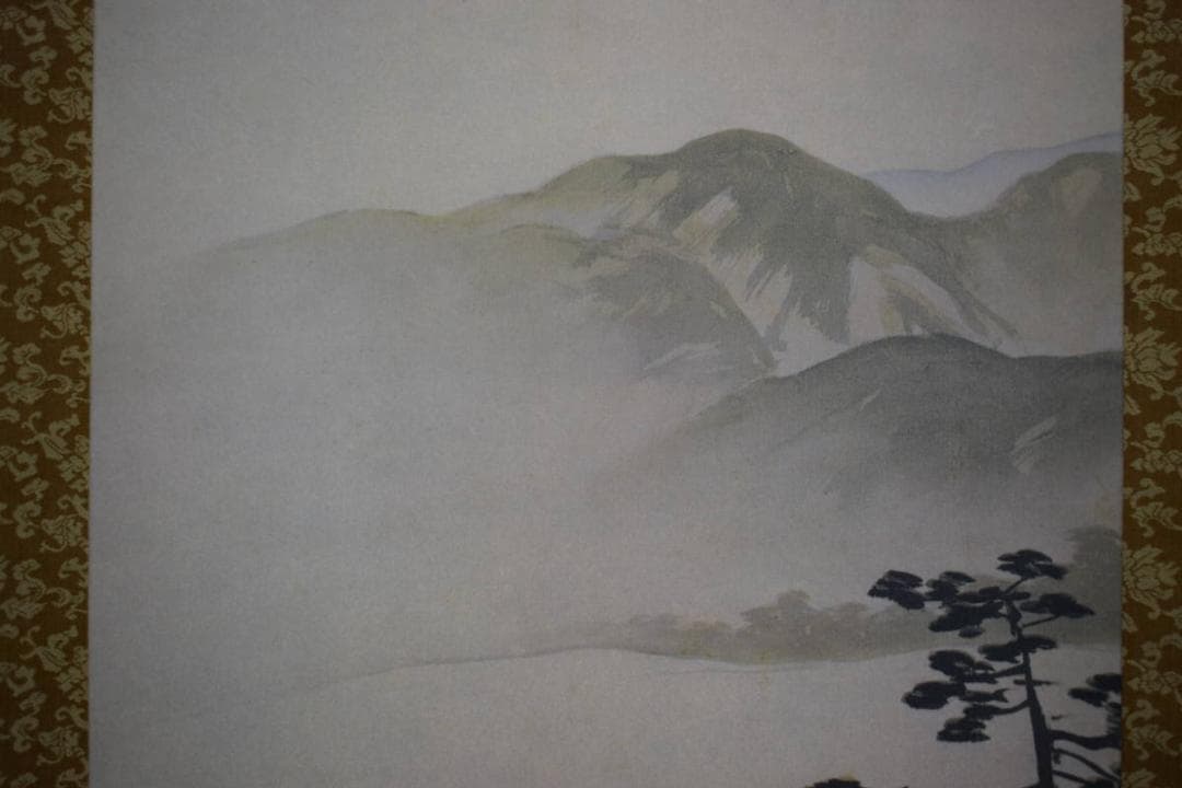 複製/川合玉堂/松籟濤声/山水船人物図/工芸/布袋屋掛軸HG-980