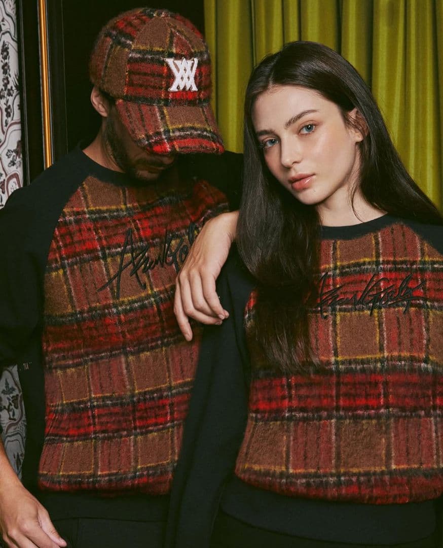 【極美品】ANEW ゴルフ　チェックキャップ レッド　ユニセックス 男女兼用