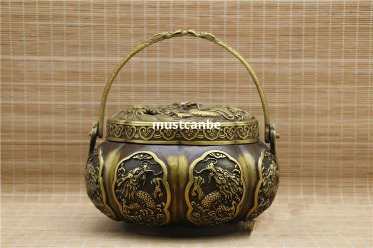 銅器 香炉 龍鳳手炉 提手炉 暖手炉香道具 工芸品 置物