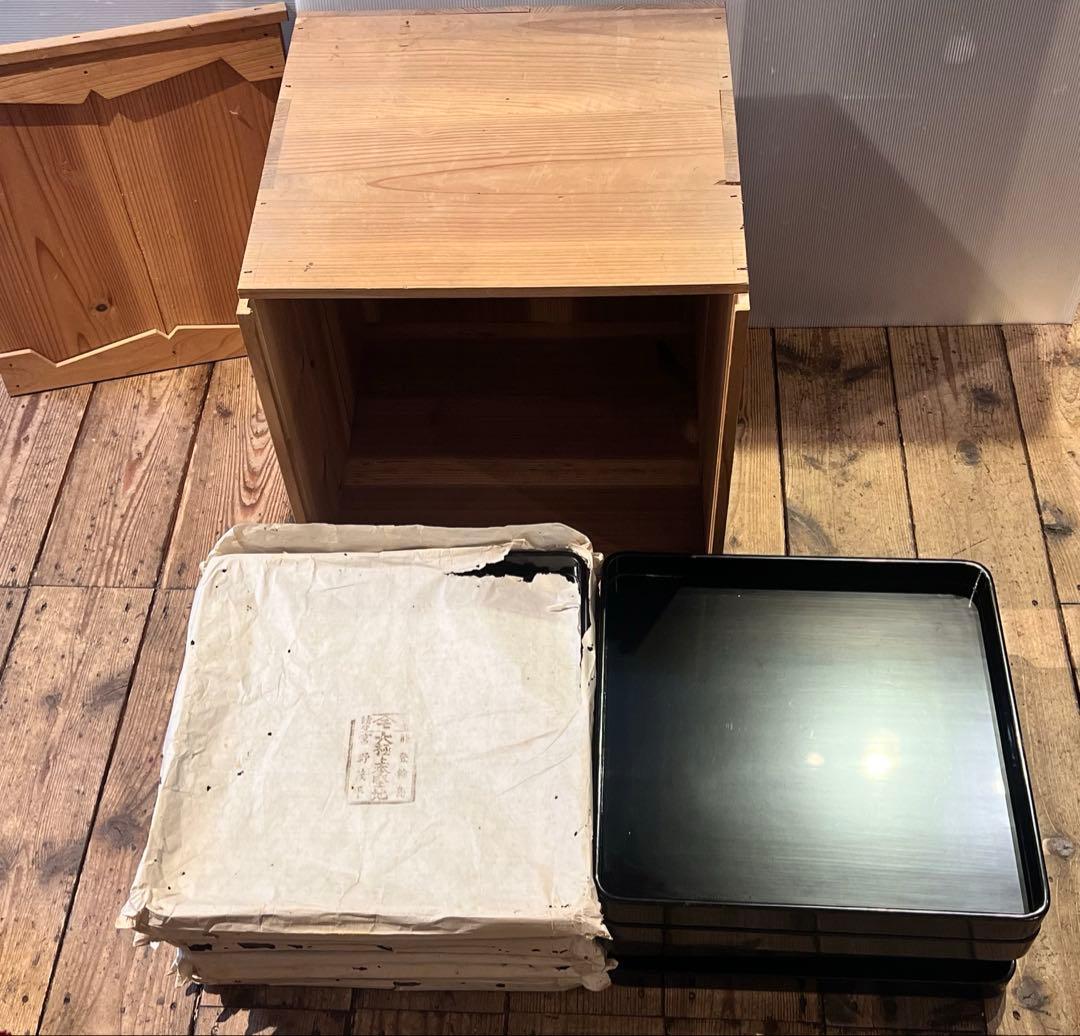 ① 輪島塗　御膳　10膳　黒漆縁金脚付膳　明治　漆器　能登　会席膳　お盆