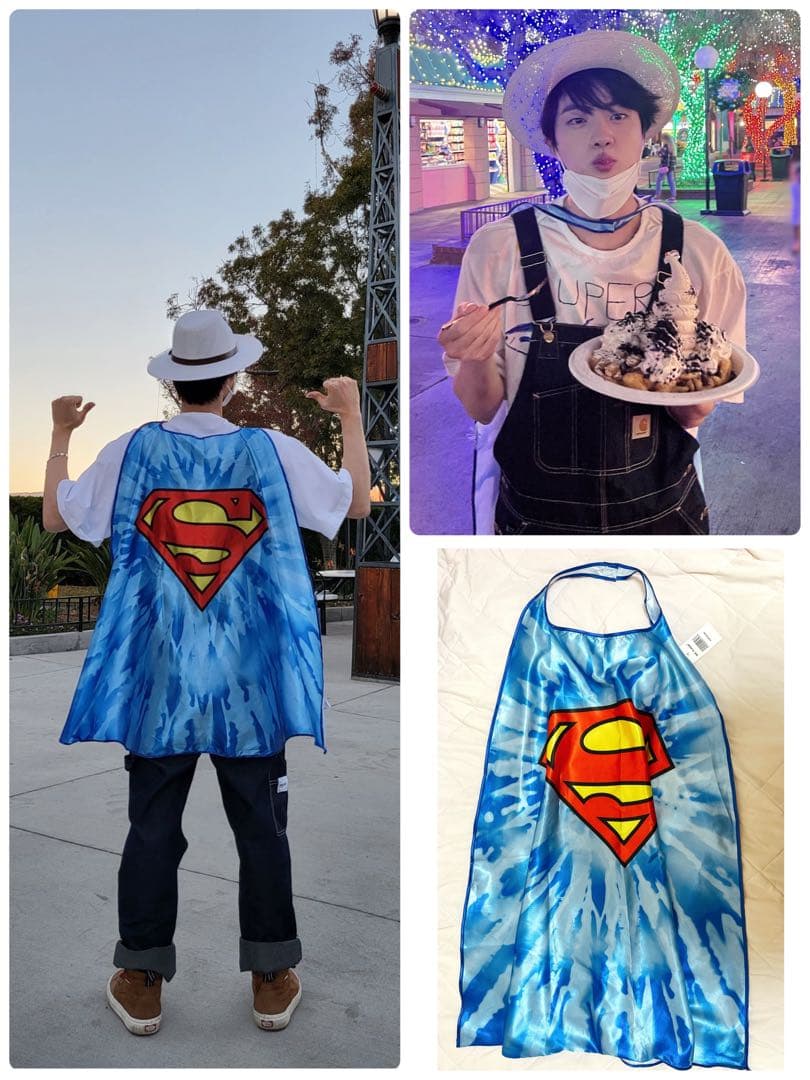 【未使用】BTS jin ジン six flags マント スーパーマン