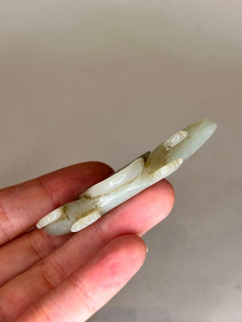 清時代 青玉 魚形彫刻 玉器 中国古美術 時代物 置物