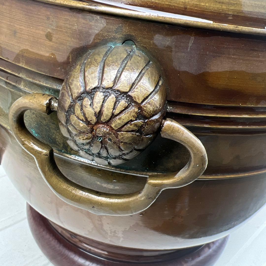 アンティーク雑貨　骨董　大正昭和初期　銅火鉢　高さ約240mm