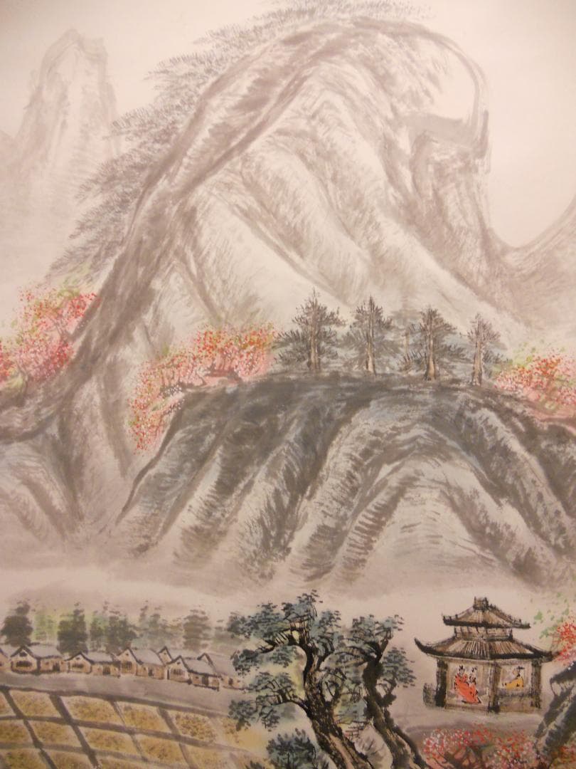 掛け軸 簡大坤 桃源郷図 紙本 逸品 複製 希少 軸装 茶道具 掛軸 美品 です