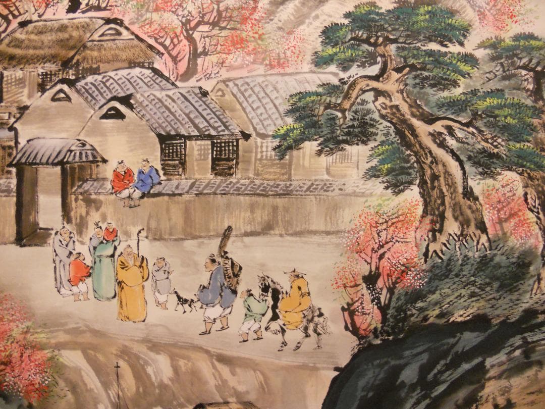 掛け軸 簡大坤 桃源郷図 紙本 逸品 複製 希少 軸装 茶道具 掛軸 美品 です