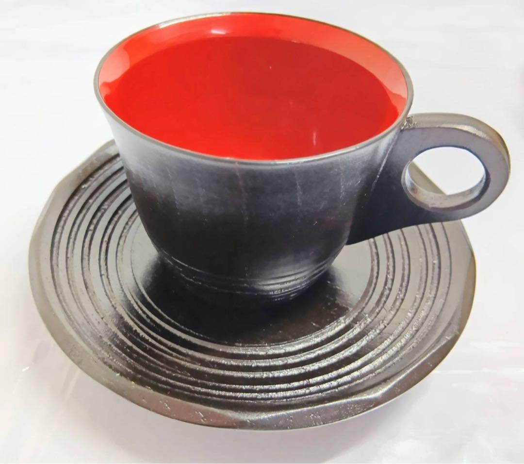 もくべえ 天然木 漆塗 ティーカップ&ソーサー ペア2客