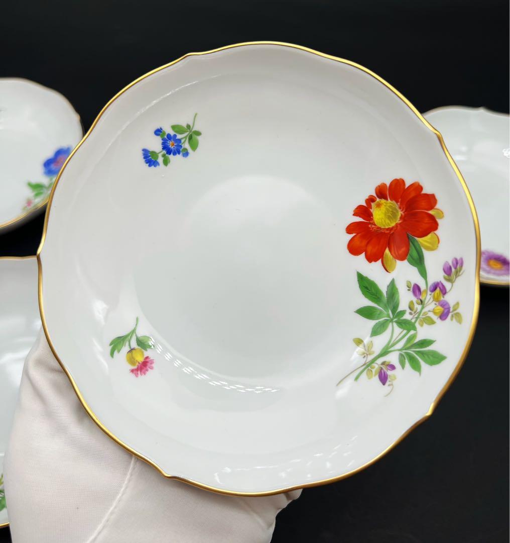 Meissen マイセン ベーシックフラワー 3つの花 金彩 花柄皿 5客