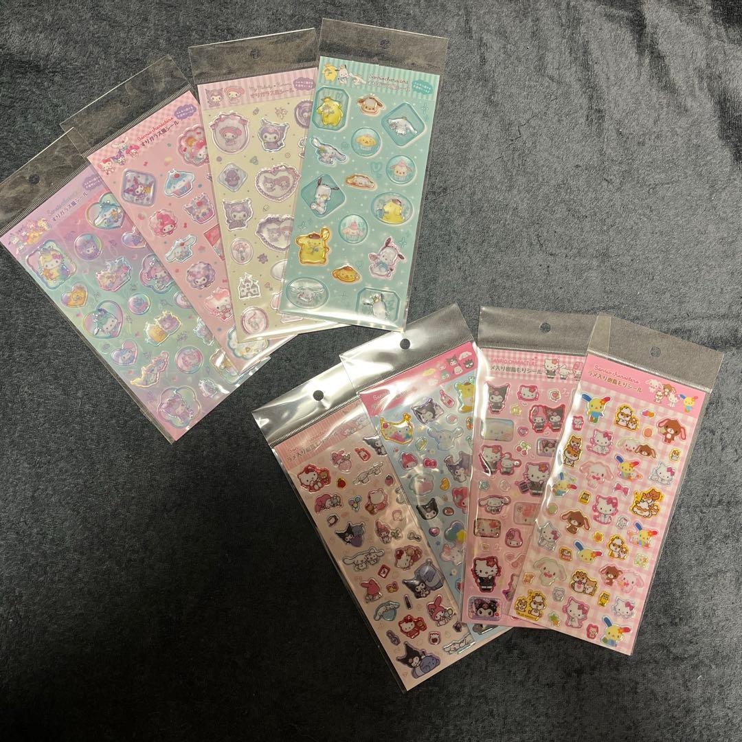 【正規品】サンリオシール11枚セット　うるちゅる・すりガラス風・キラフチ樹脂もり