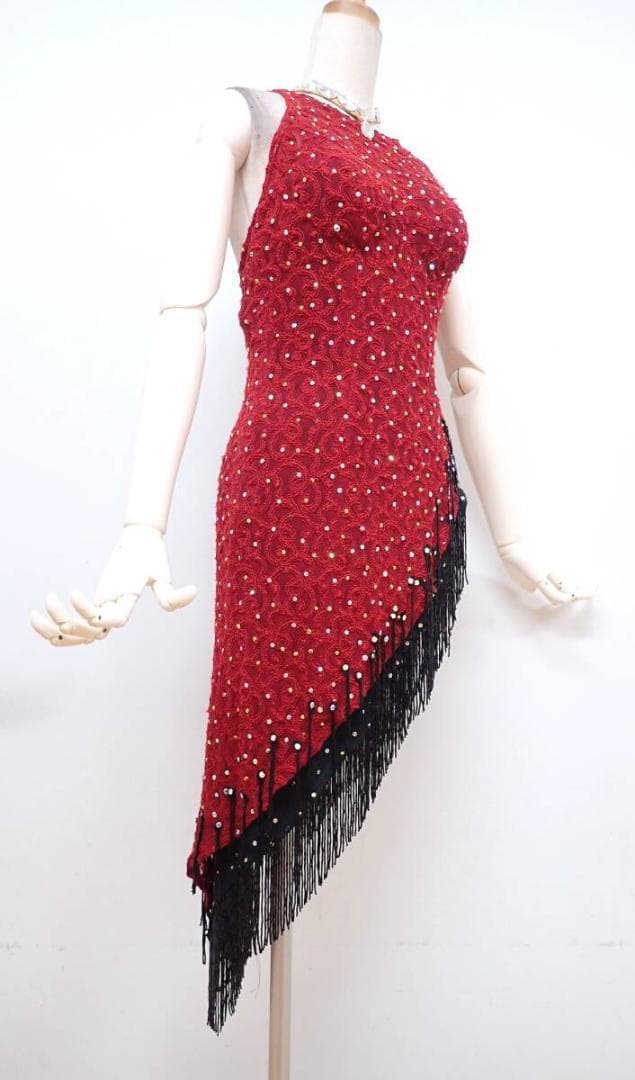 B1346【チャコット】えんじ/レース/スワロMIX/ラテンドレス☆社交ダンス