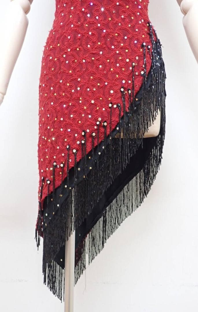 B1346【チャコット】えんじ/レース/スワロMIX/ラテンドレス☆社交ダンス