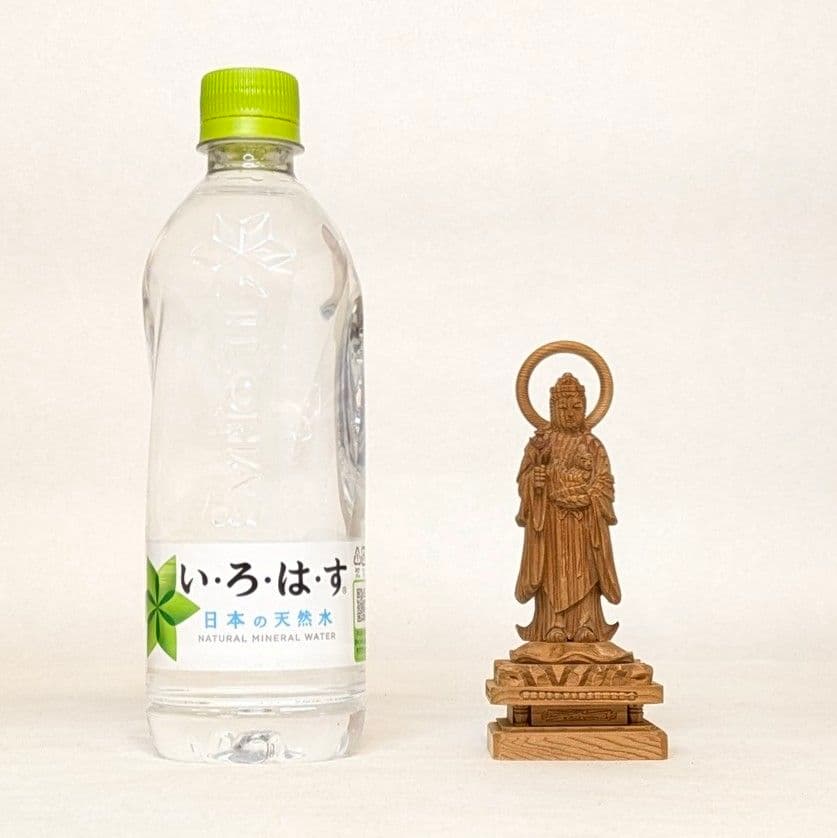 【ゲリラセール・新品】 子安鬼子母神　木地彫り　下台付　高さ約13cm　鬼子母神