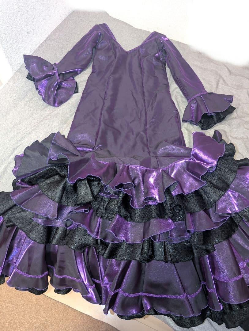 フラメンコ ワンピース 衣装 ドレス 紫