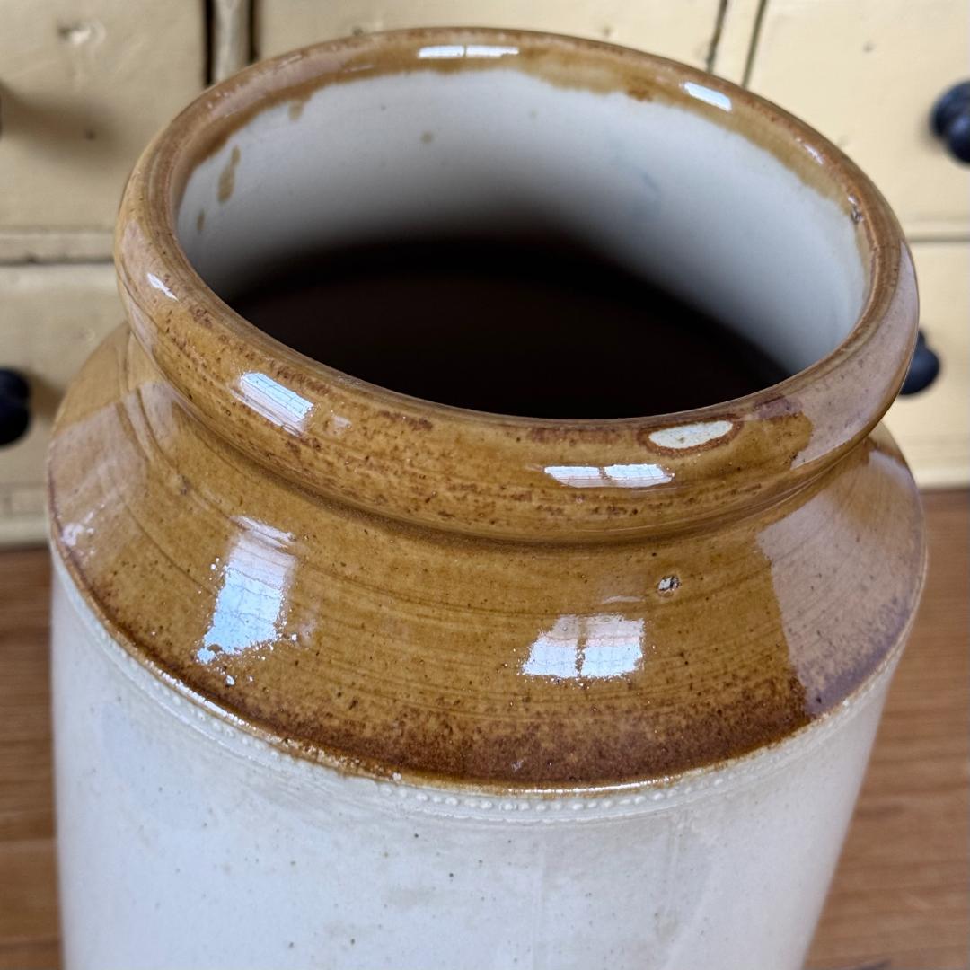 イギリス　アンティーク　陶器　ストーンウェア　ジャー　ボトル　キッチンツール入れ