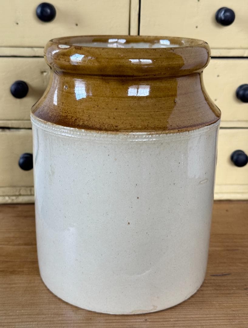 イギリス　アンティーク　陶器　ストーンウェア　ジャー　ボトル　キッチンツール入れ