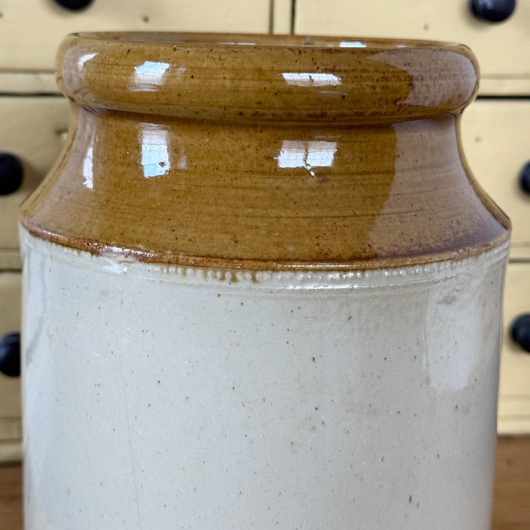 イギリス　アンティーク　陶器　ストーンウェア　ジャー　ボトル　キッチンツール入れ