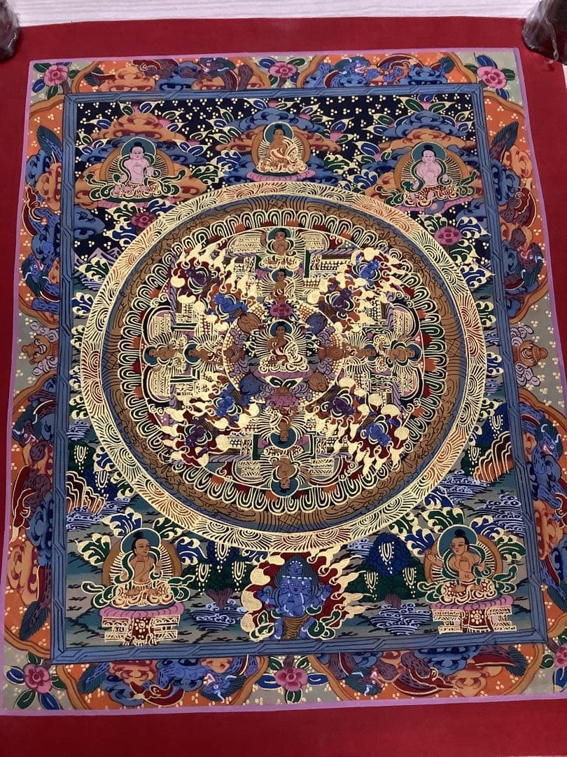 《 チベット密教　新品　1点物 》 手描き　曼荼羅　仏陀　釈迦　仏画　仏教　e4