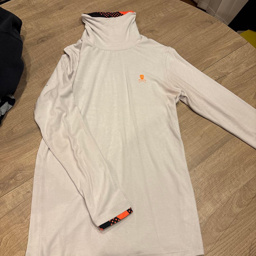 ホワイト スカル刺繍 ゴルフシャツ46