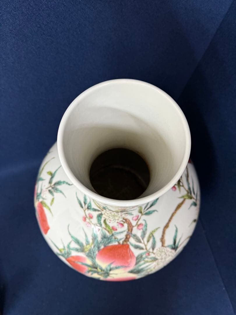 大清乾隆年製 大振り 粉彩 桃家紋 花器 花瓶 華道具 時代 古玩 蔵出 骨董品