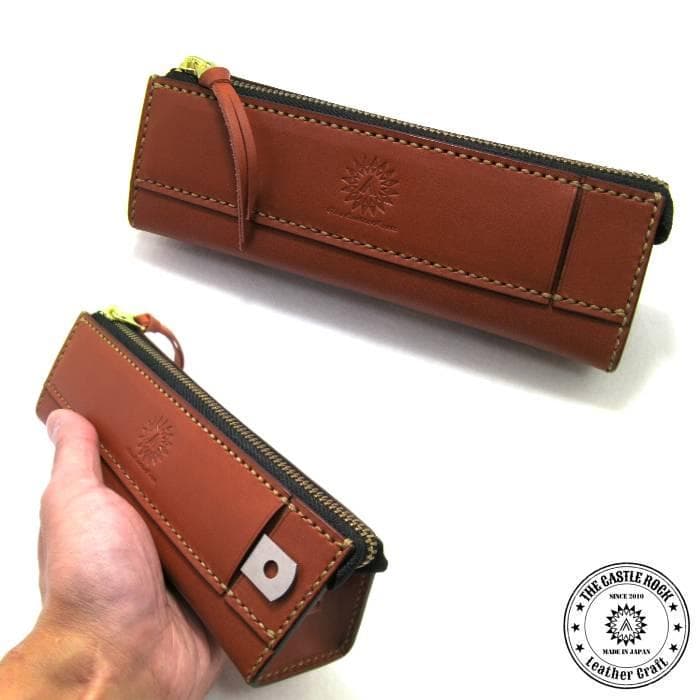 栃木レザー 本革 ペンケース 筆箱 大容量 定規入る 黒 日本製