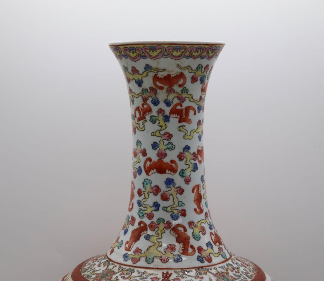 中国　粉彩　龍紋瓶　大清光緒年製　送料込み251010