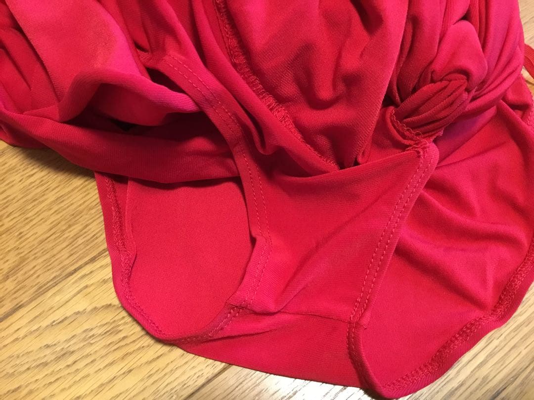 FD ワンショルダー赤いフリル付きレオタード　社交ダンス　7号