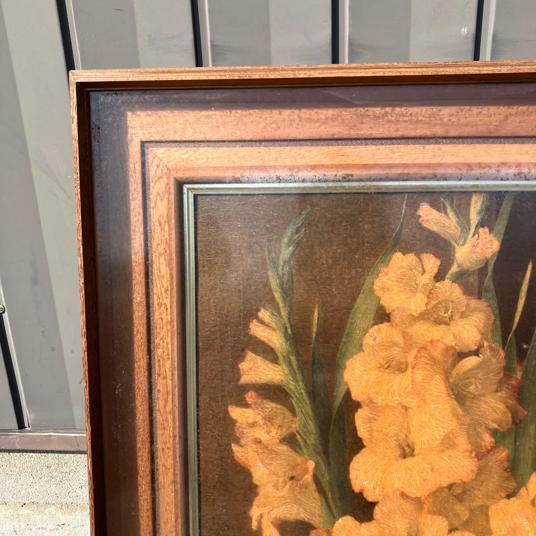 昭和レトロ 複製名画 バッハ グラジオラス 静物画 額装 アートサプライ