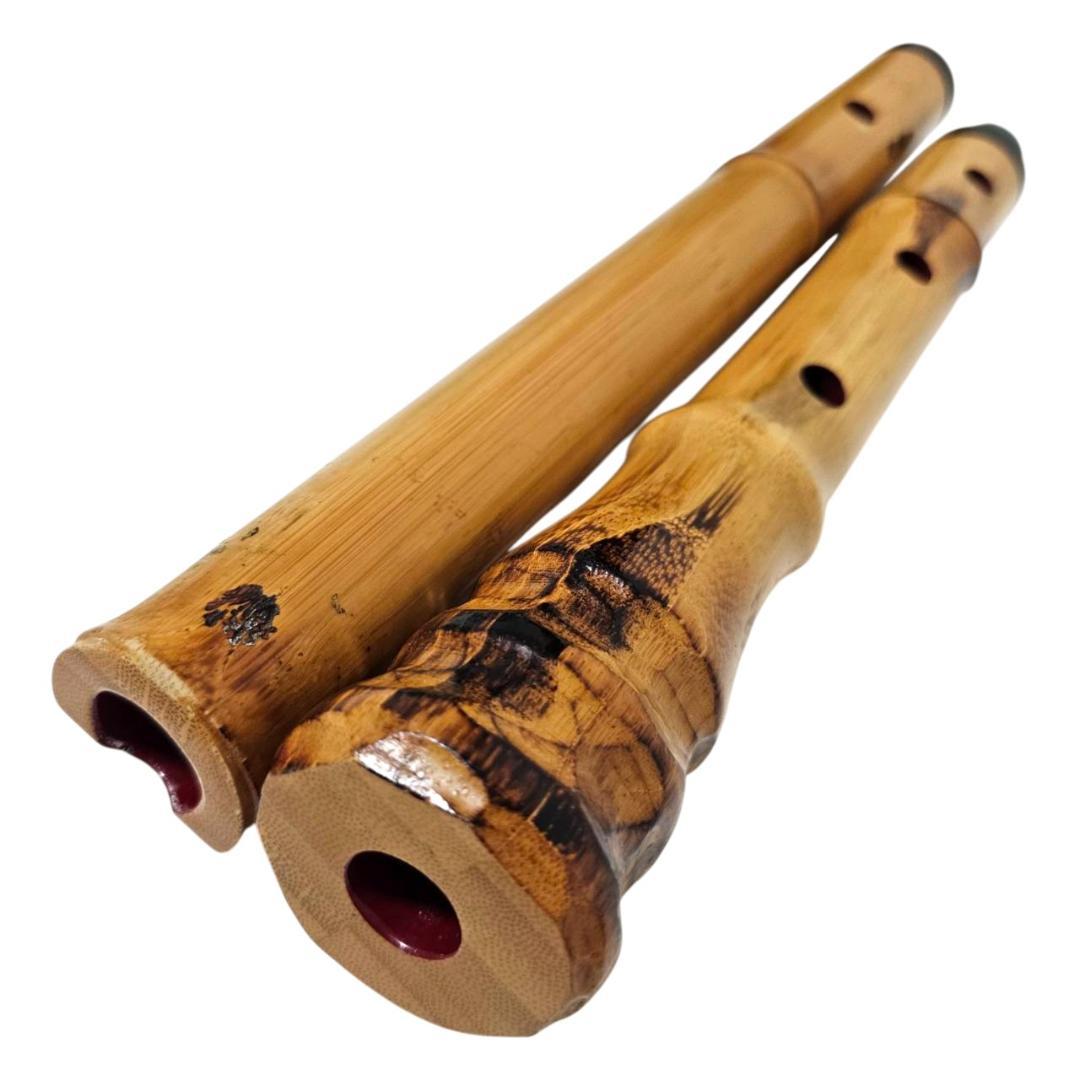 希少 尺八 琴古流 蝴蝶 2尺1寸 5孔 銘あり 2印 二分割 和楽器 竹 漆