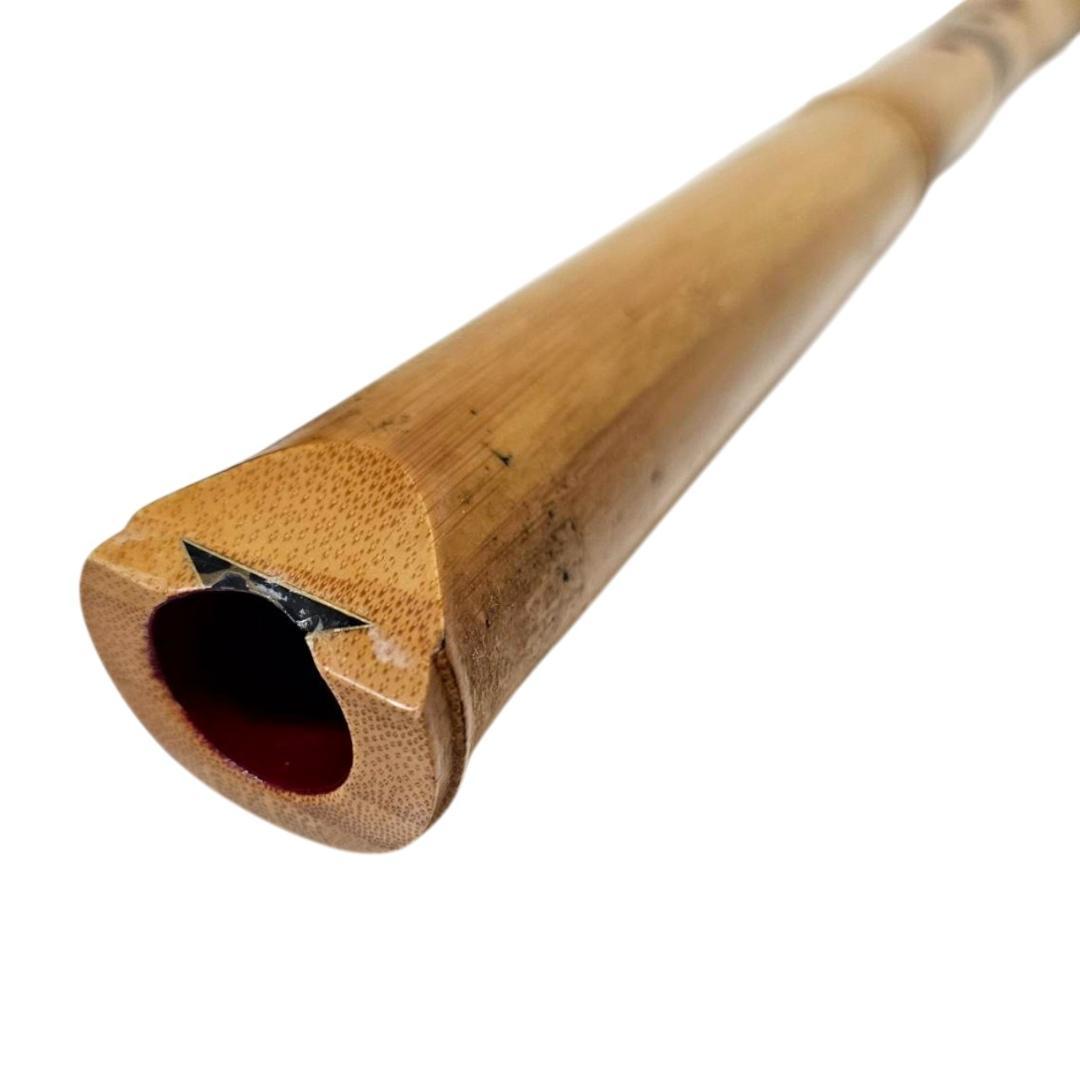 希少 尺八 琴古流 蝴蝶 2尺1寸 5孔 銘あり 2印 二分割 和楽器 竹 漆