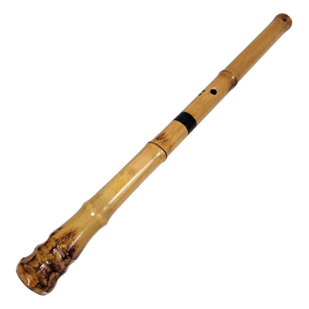 希少 尺八 琴古流 蝴蝶 2尺1寸 5孔 銘あり 2印 二分割 和楽器 竹 漆