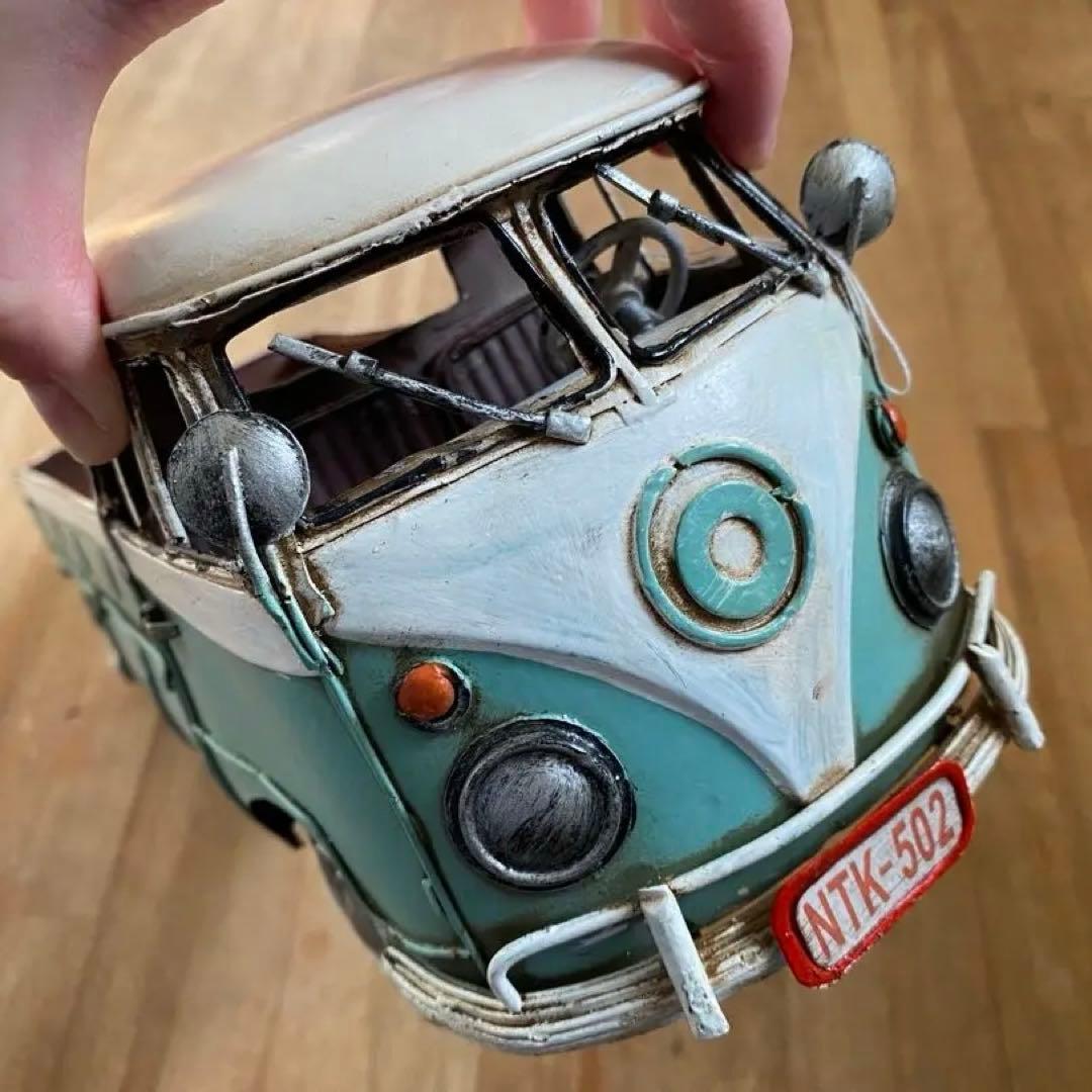 ワーゲンバス風 ブリキ製 ミニカー インテリア雑貨　①