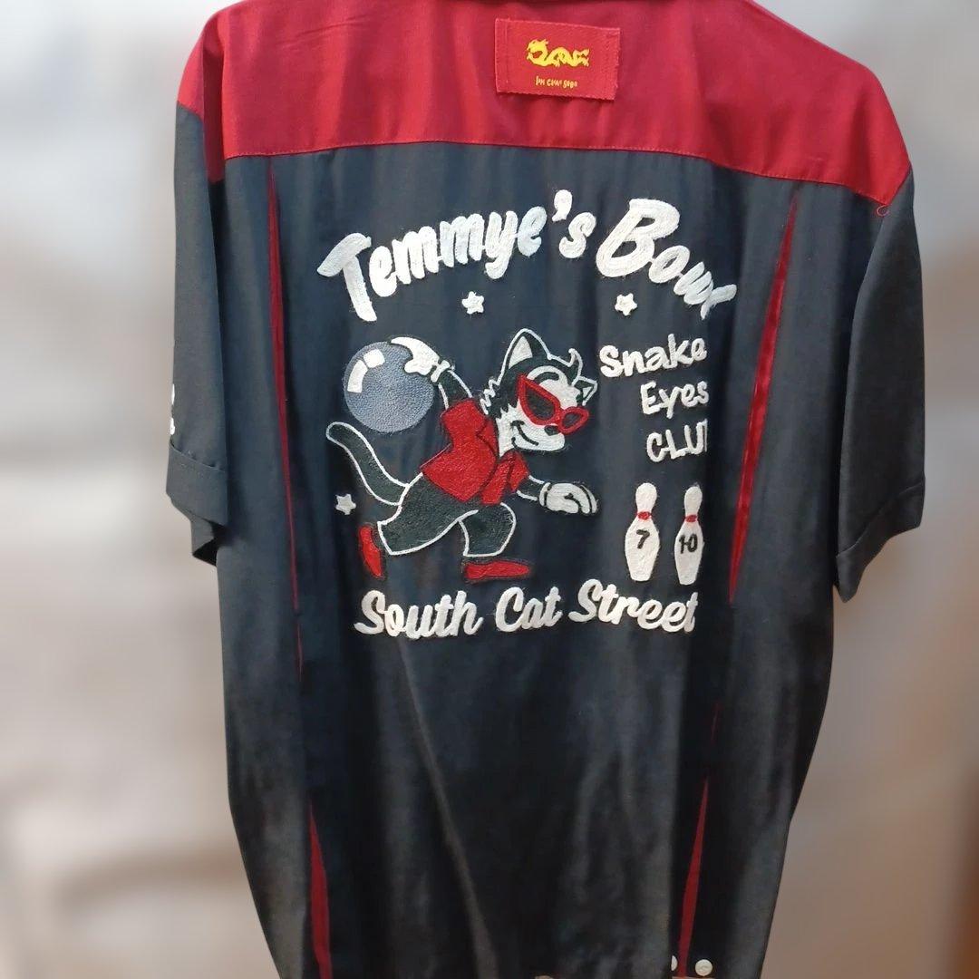 Temmy's ボウリングシャツ 黒/赤