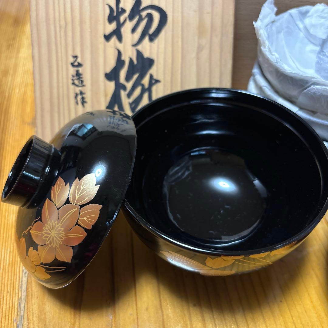 本漆仕上 お吸い物椀5客セット乙造作