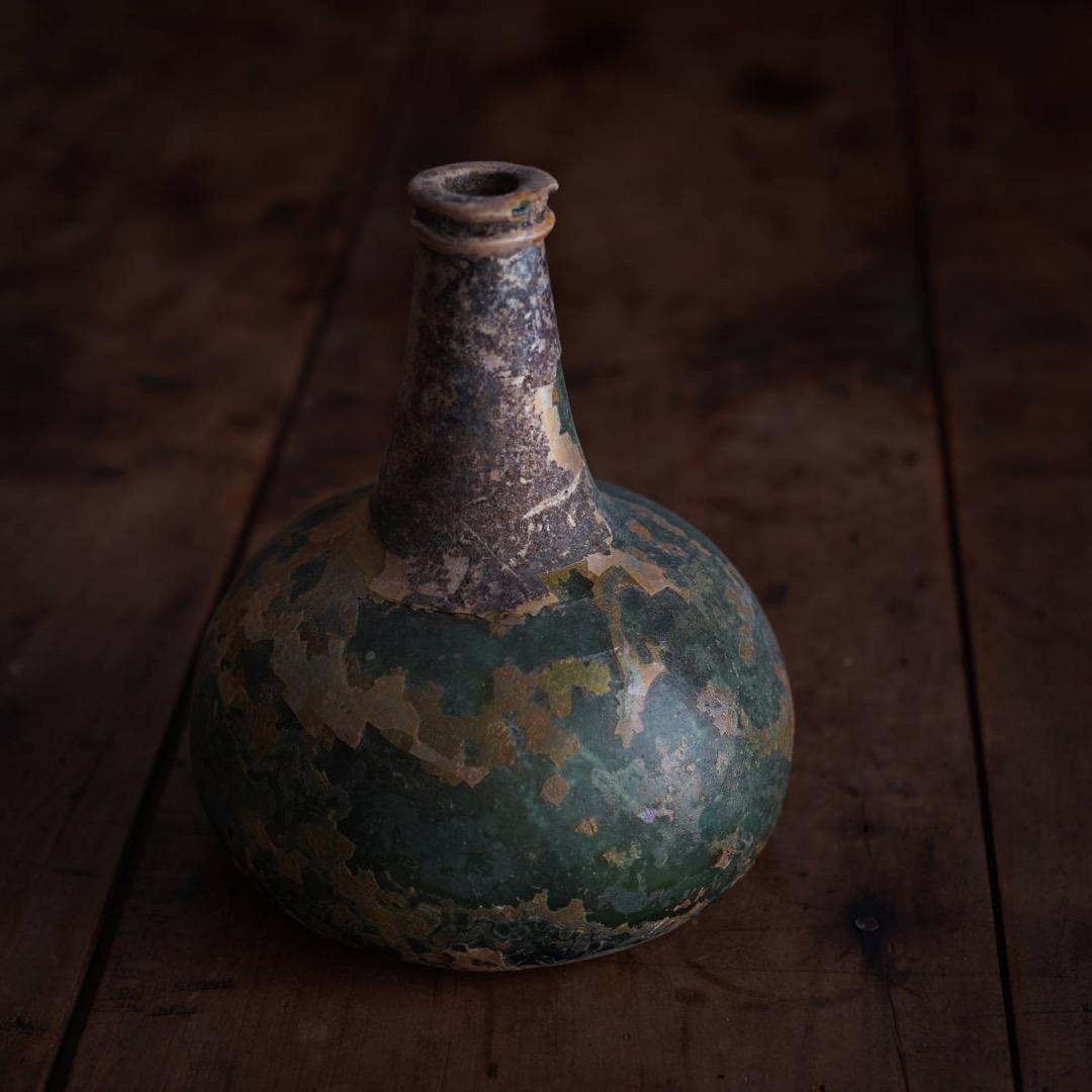 17-18世紀 金化したオニオンボトル オランダ発掘品 アンティーク デルフト