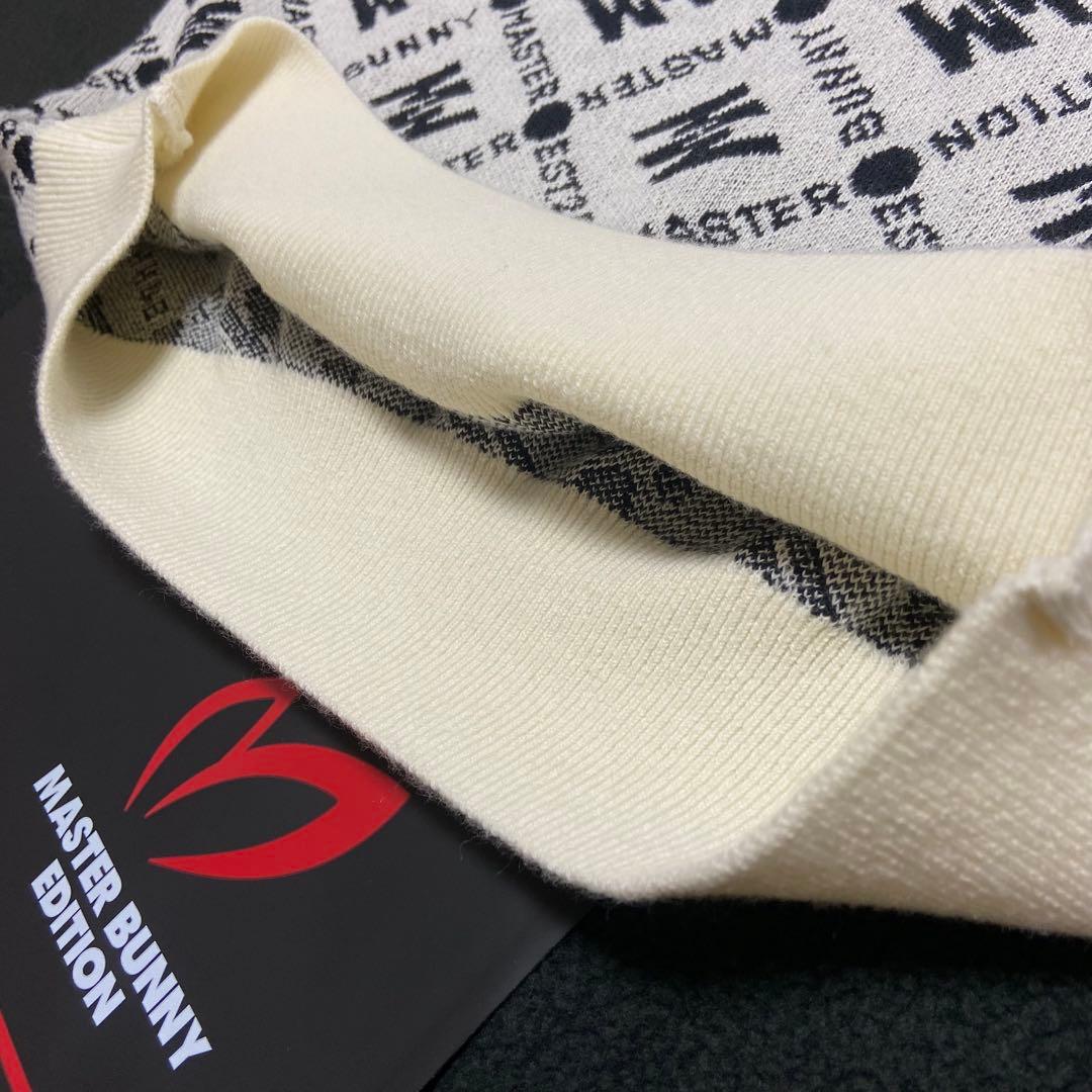 マスターバニー パーリーゲイツ ロゴ総柄 ニットセーター クルーネック サイズ５