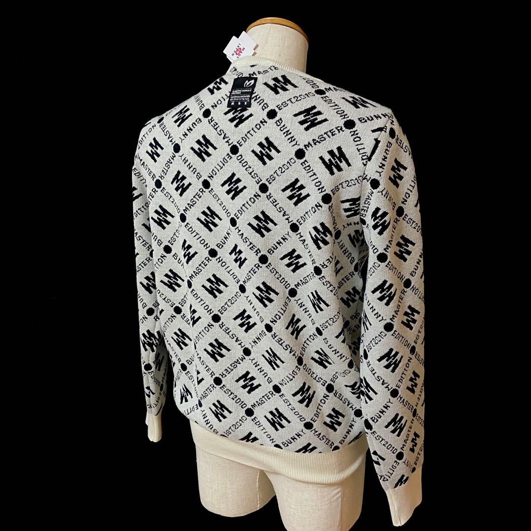 マスターバニー パーリーゲイツ ロゴ総柄 ニットセーター クルーネック サイズ５
